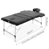 80cm Professional Aluminium Portable Massage Table - Black - JVEES