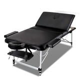 80cm Professional Aluminium Portable Massage Table - Black - JVEES