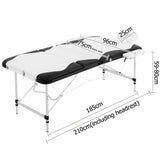 Portable Aluminium 3 Fold Massage Table Chair Bed Black White 75cm - JVEES