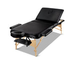 75cm Wide Portable Wooden Massage Table 3 Fold - Black - JVEES