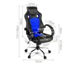 Racing Style PU Leather Office Chair Blue - JVEES