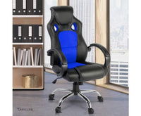 Racing Style PU Leather Office Chair Blue - JVEES