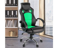 Racing Style PU Leather Office Chair Green - JVEES