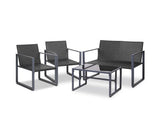 4PC Outdoor Furnitture Patio Table Chair Black - JVEES