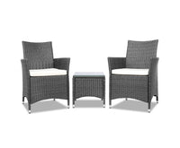 3pc Rattan Bistro Wicker Outdoor Furniture Set Grey - JVEES
