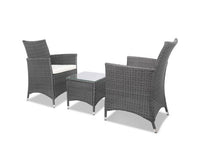 3pc Rattan Bistro Wicker Outdoor Furniture Set Grey - JVEES