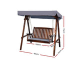 2 Seater Timber Canopy Swing Chair - Charcoal - JVEES