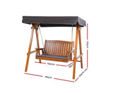 2 Seater Timber Canopy Swing Chair - Teak - JVEES