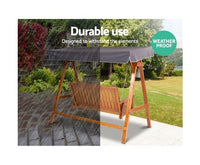 3 Seater Outdoor Wooden Swing Chair Garden Bench Canopy - JVEES