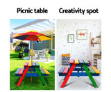 Kids Wooden Picnic Table Set with Umbrella