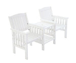 Wooden Garden Bench Chair Table Love Seat - White - JVEES