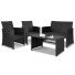 4 Piece Outdoor Rattan Chairs & Table - Black - JVEES