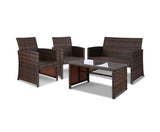 Set of 4 Outdoor Rattan Chairs & Table - Brown - JVEES