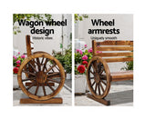 3 Seat Wooden Wagon Wheel Garden Bench - JVEES