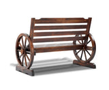 Wooden Wagon Wheel Bench - Brown - JVEES