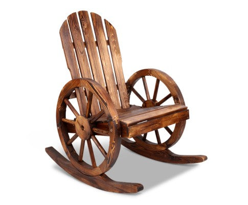 Wagon Wheel Rocking Chair - Brown - JVEES