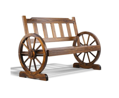 Wooden Wagon Wheel Bench - Vertical Slat - JVEES