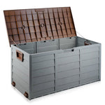 290L Plastic Outdoor Storage Box Container Weatherproof Brown Grey