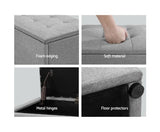 Premium 140cm Long Storage Ottoman Bench - Light Grey - JVEES