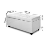 Large Ottoman PU Leather Chest Storage Box Foot Stool White - JVEES
