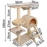 Multi Level Cat Scratching Poles Tree w/ Ladder Beige - JVEES