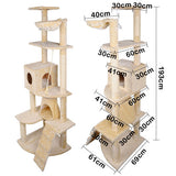 Multi Level Cat Scratching Poles Tree w/ Ladder Beige - JVEES