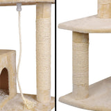 Multi Level Cat Scratching Poles Tree w/ Ladder Beige - JVEES