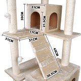 Multi Level Cat Scratching Poles Tree w/ Ladder Beige - JVEES