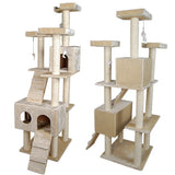 Multi Level Cat Scratching Poles Tree w/ Ladder Beige - JVEES