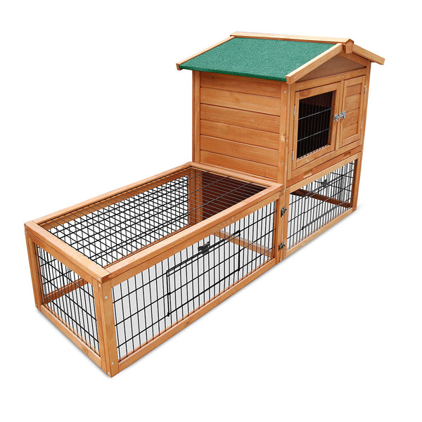 Double Storey Pet Hutch with Under Run Green
