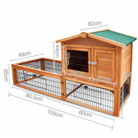 Double Storey Pet Hutch with Under Run Green - JVEES
