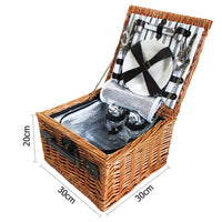 2 Person Picnic Basket Set w/ Cooler Bag Blanket - JVEES