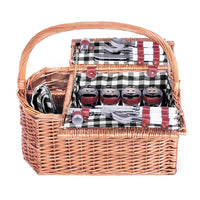 4 Person Picnic Basket Set with Blanket Black - JVEES