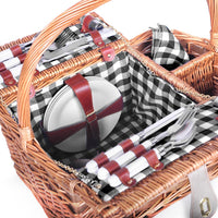 4 Person Picnic Basket Set with Blanket Black - JVEES