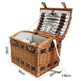 4 Person Picnic Basket Set w/ Cheese Board Blanket - JVEES