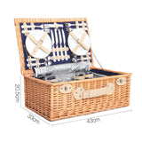 4 Person Picnic Basket Set with Cooler Bag Blanket - Navy - JVEES