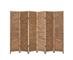 6 Panel Room Divider Privacy Screen Water Hyacinth Metal Stand - JVEES