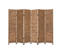 6 Panel Room Divider Privacy Screen Water Hyacinth Metal Stand - JVEES