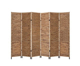 6 Panel Room Divider Privacy Screen Water Hyacinth Metal Stand - JVEES