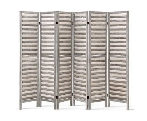 Room Divider 6 Panel Light Grey - JVEES