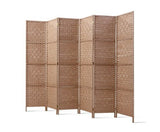 6 Panel Room Divider Screen Privacy Rattan Timber - JVEES