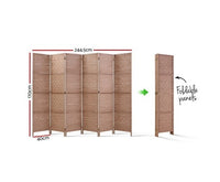 6 Panel Room Divider Screen Privacy Rattan Timber - JVEES