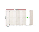 6 Panel Room Divider Screen Rattan Timber - White - JVEES