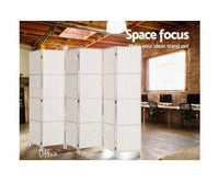 6 Panel Room Divider Screen Rattan Timber - White - JVEES