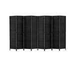 8 Panel Room Divider Privacy Screen Rattan Wooden - Black - JVEES