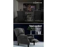 Adjustable Recliner Armchair Soft Suede - Charcoal - JVEES