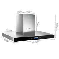 900MM Rangehood with Black Tempered Glass - JVEES