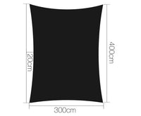 3x4m Shade Sail  280gsm Black - JVEES