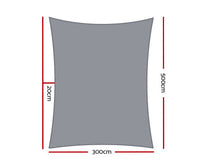 3M x 5M 280GSM Shade Sail - Grey - JVEES