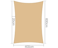 4x6m 280gsm Shade Sail - Sand - JVEES